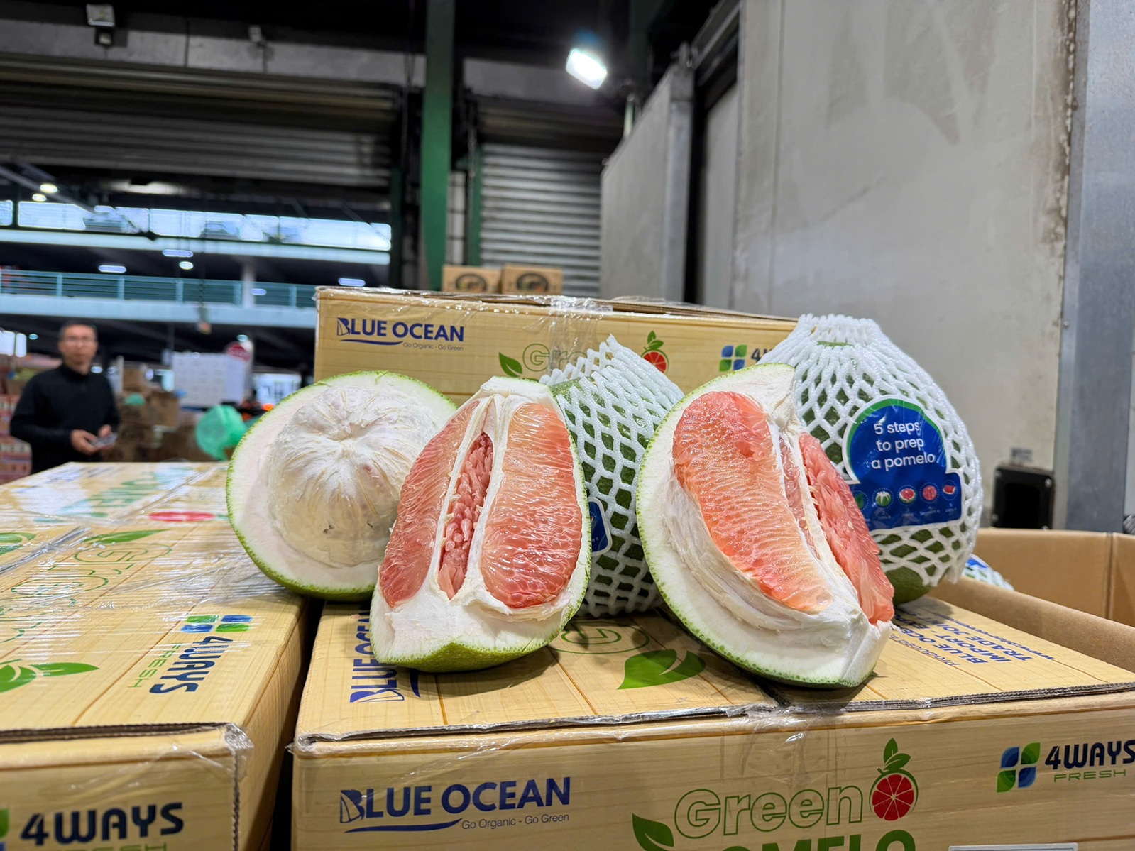 Bưởi Việt Nam chính thức được bày bán tại Sydney sáng nay ngày 23/4 (Ảnh đơn vị cung cấp).