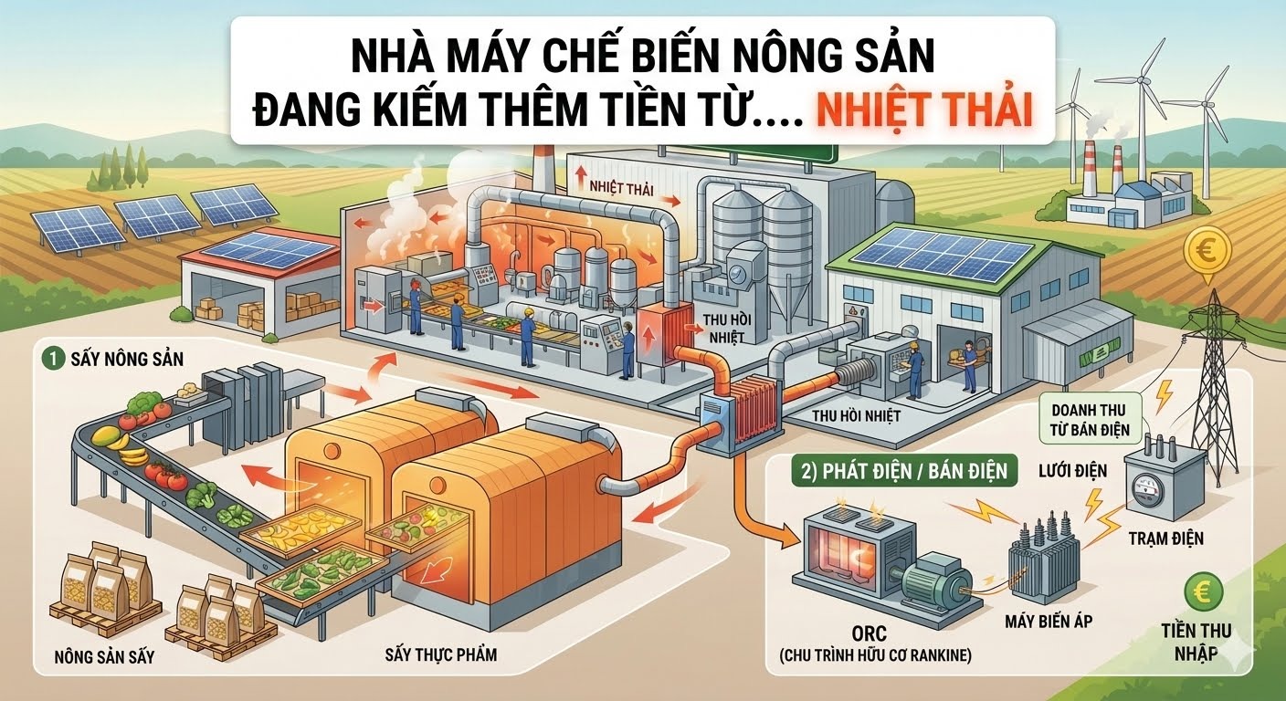 Nhà máy chế biến nông sản đang kiếm thêm tiền từ… nhiệt thải