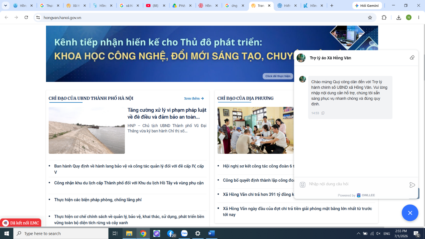 Mô hình "Thôn thông minh", "Xã thông minh" tại Hồng Vân ứng dụng trợ lý ảo và chuyển đổi số trong giải quyết thủ tục hành chính, nâng cao chất lượng phục vụ người dân.