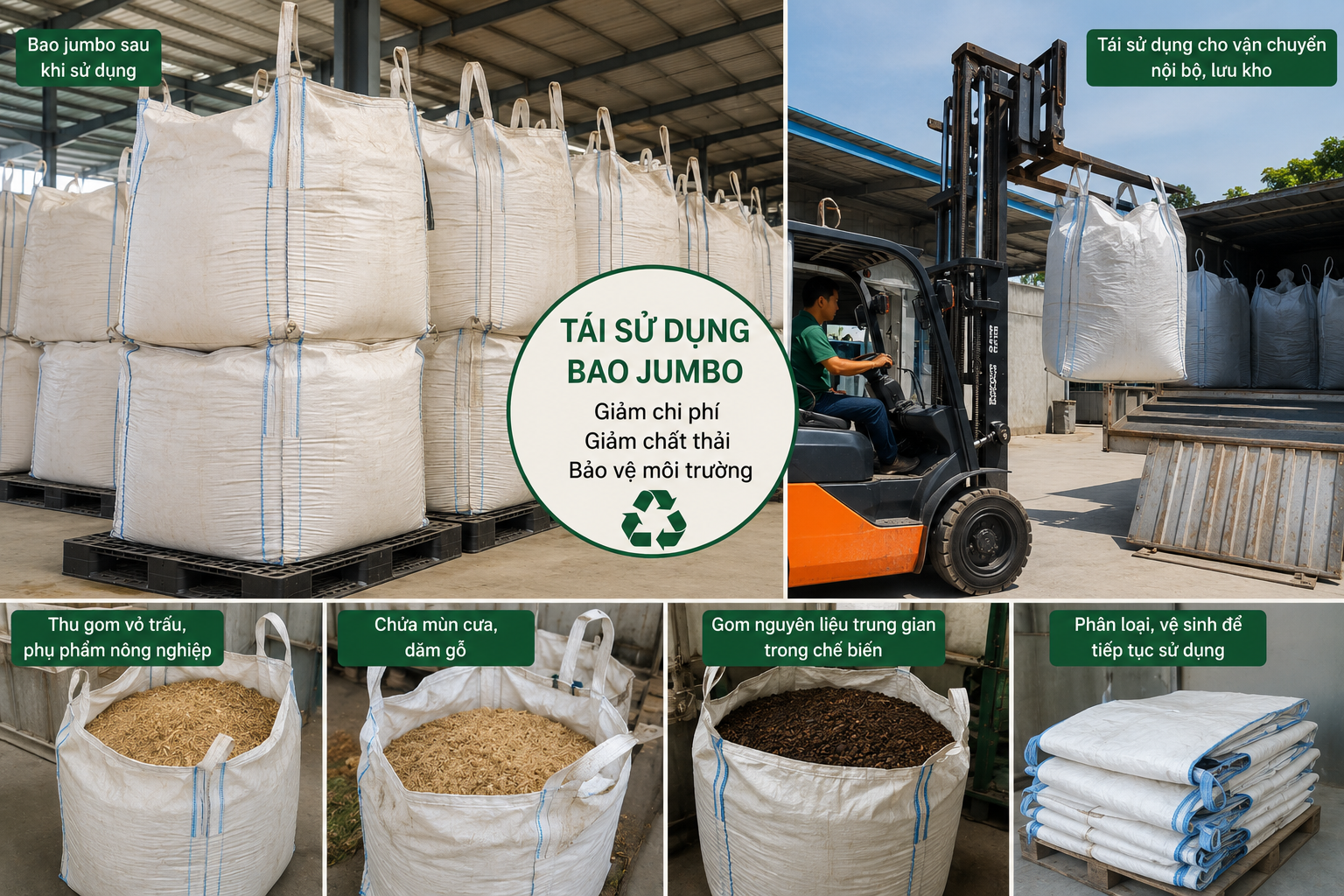 Bao jumbo cũ đang được tái sử dụng ra sao trong chuỗi cung ứng nông sản?