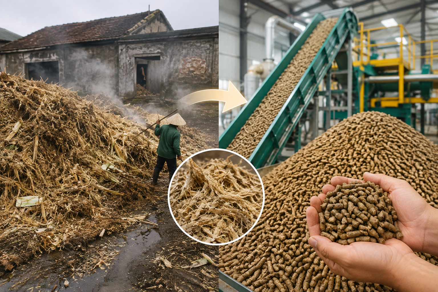 Làng này bỏ đi, làng kia kiếm tiền: Khi phụ phẩm thành “nguyên liệu vàng”