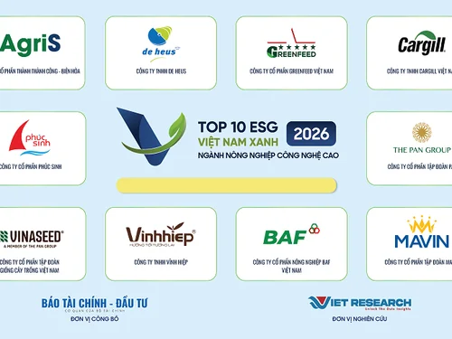 Công bố Top 10 Doanh nghiệp ESG Việt Nam Xanh 2026 ngành Nông nghiệp công nghệ cao