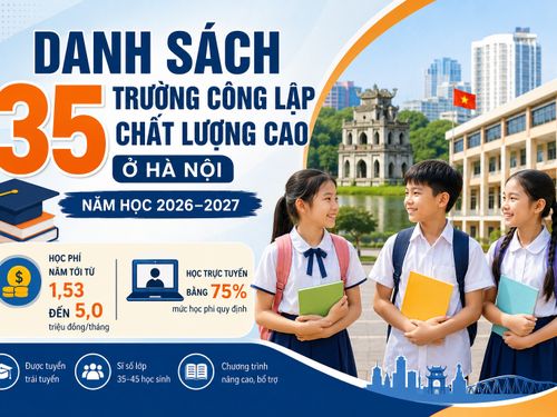 [Infographic] Danh sách và mức học phí cho 35 trường công lập chất lượng cao năm học 2026-2027 tại Hà Nội