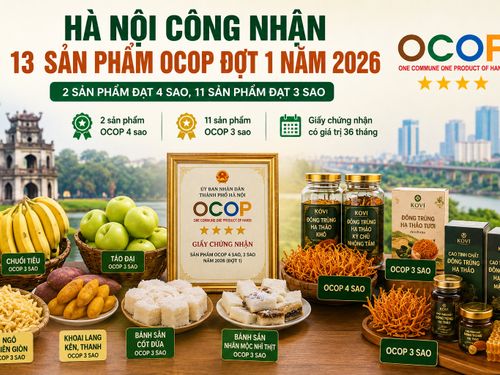 Hà Nội công nhận 13 sản phẩm OCOP đợt 1 năm 2026
