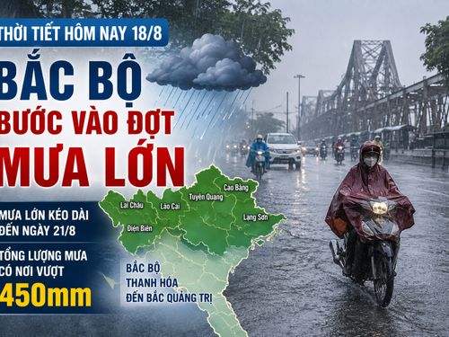 Thời tiết hôm nay 18/8: Bắc Bộ bước vào đợt mưa lớn, có nơi trên 450mm