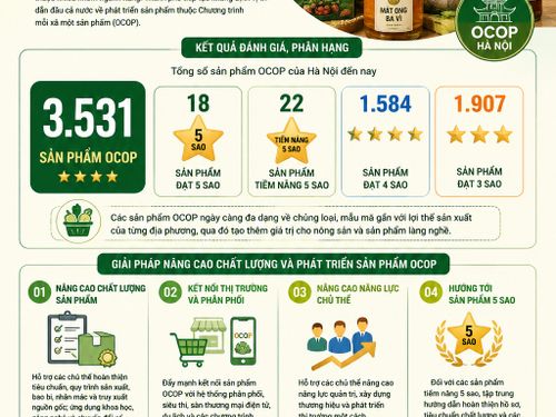 Hà Nội dẫn đầu cả nước với hơn 3.500 sản phẩm OCOP được đánh giá, phân hạng