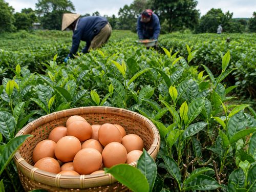 Chè Thái Nguyên bón trứng gà: Mô hình lạ ở Vô Tranh giúp nâng cao chất lượng chè
