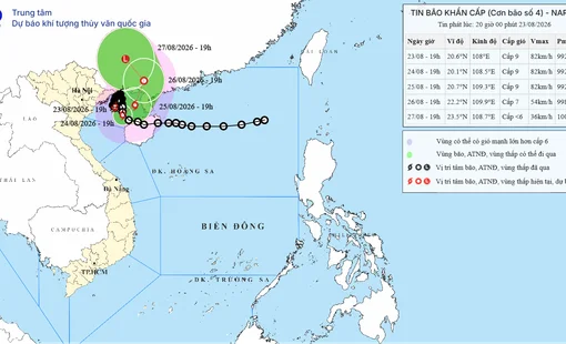 Dự báo thời tiết 24-8-2026: Bão số 4 gây mưa lớn, miền Trung nắng nóng trên 38 độ C