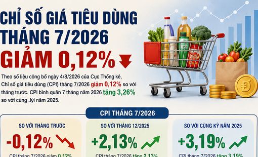 [Infographic] Chỉ số giá tiêu dùng tháng 7/2026 giảm 0,12% so với tháng trước