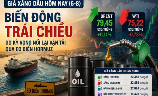 Giá xăng dầu hôm nay (6-8): Dầu Brent nhích tăng, WTI giảm khi thị trường kỳ vọng eo biển Hormuz sớm nối lại hoạt động