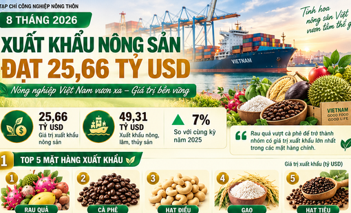[ Infographic] Xuất khẩu nông sản Việt Nam đạt 25,66 tỷ USD sau 8 tháng