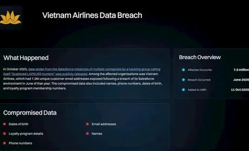 Vietnam Airlines lên tiếng về sự cố bảo mật dữ liệu