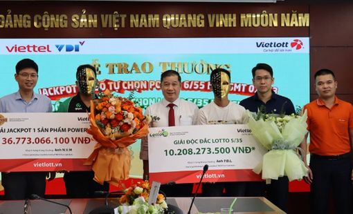 Vietlott trao giải jackpot 1 power 6/55 và độc đắc lotto 5/35 đến 2 thuê bao Viettel