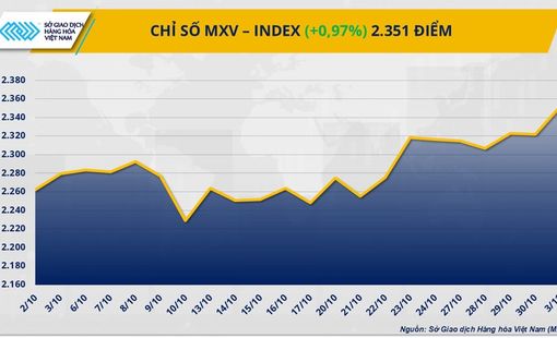 THỊ TRƯỜNG HÀNG HÓA: Cà phê dẫn dắt đà tăng, MXV-Index về đỉnh 8 tháng