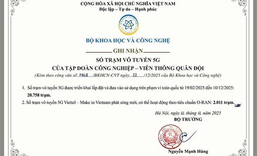 Bộ Khoa học và Công nghệ ghi nhận Viettel hoàn thành cam kết triển khai mạng 5G
