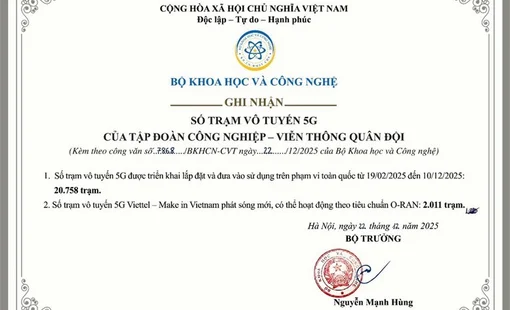 Bộ Khoa học và Công nghệ ghi nhận Viettel hoàn thành cam kết triển khai mạng 5G