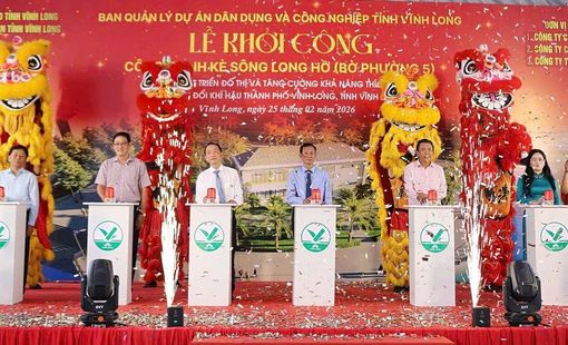 Vĩnh long: Khởi công gói thầu công trình kè sông Long Hồ, vốn đầu tư hơn 224 tỷ đồng