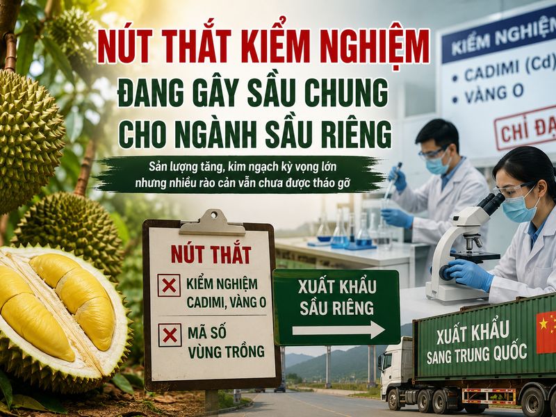 Nút thắt kiểm nghiệm và mã vùng trồng: "Điểm nghẽn" khiến ngành sầu riêng đứng trước mùa vụ đầy áp lực