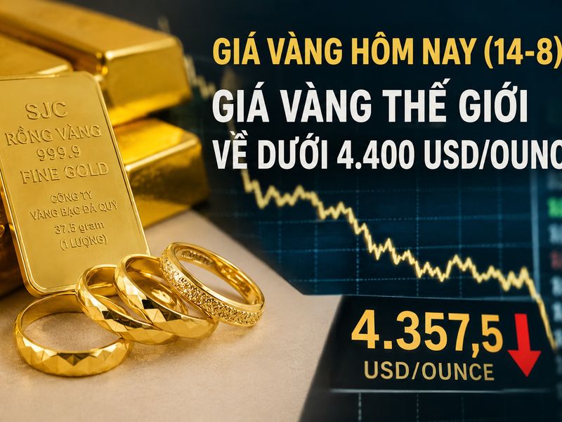 Giá vàng hôm nay (14-8): Vàng thế giới lùi dưới 4.400 USD/ounce, trong nước đi ngang