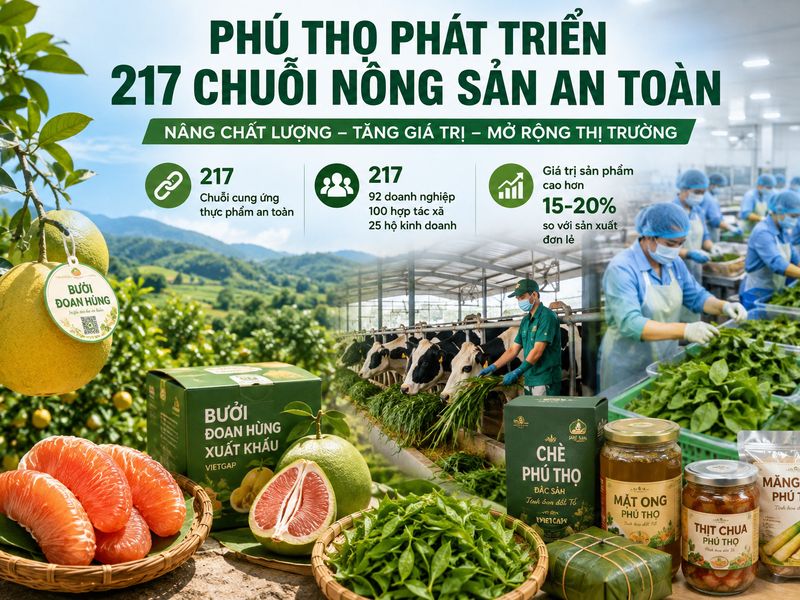 Phú Thọ phát triển 217 chuỗi nông sản an toàn, nâng giá trị sản phẩm