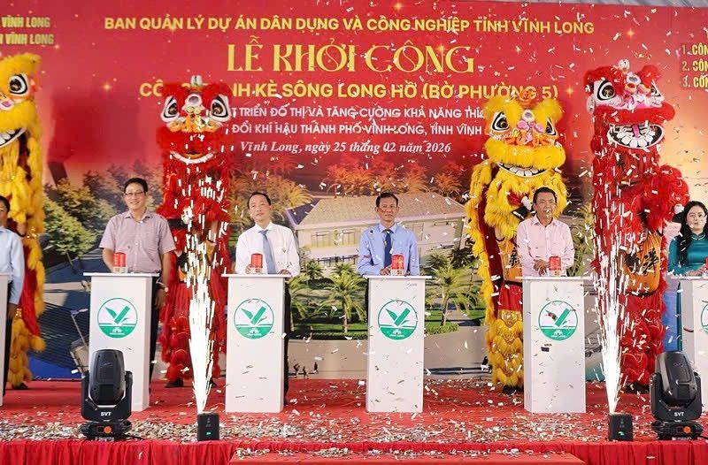 Vĩnh long: Khởi công gói thầu công trình kè sông Long Hồ, vốn đầu tư hơn 224 tỷ đồng