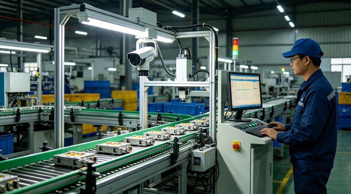 Tự động hóa xưởng sản xuất: Camera AI kiểm tra, máy đóng gói tăng công suất